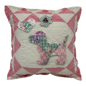 NEW Handmade Puppy Dog Pillow Vintage Quilt Vintage Chenille Bedspread Cute - Picture 1 of 8
