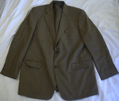 Blazer Alan River 100% Lana Merino Marrón Pata de Gallo 2 Botones 44L Hecho en Polonia Foto 1 de 4