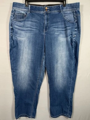 Jeans Lane Bryant Jean 26 Crop Tighter Tummy Tech elásticos azules para mujer 52x27" R14" Foto 1 de 4