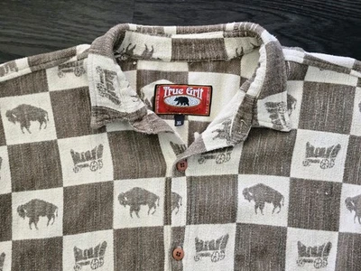 Camisa de franela de manga larga estilo occidental con botones XL True Grit para hombre color tostado a cuadros Foto 1 de 3