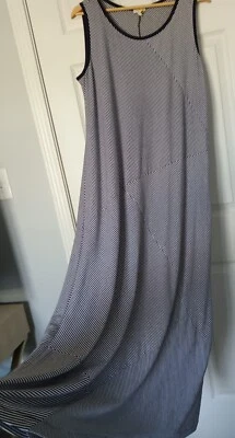 Vestido Talbots Maxi Negro Pin Rayas Sin Mangas Algodón Elástico Algodón+ XL POPOVER Foto 1 de 4