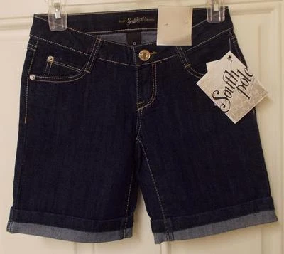 Stretch Denim Southpole Cuffed Short Shorts Juniors Sz 1 City Blue NWT MSRP $38 — 第 1/2 张图片