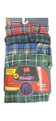 Hanes Big Boy's Ultimate Tagless Cotton Blend Tartan Plaid Boxer Shorts 4-Pack - Image 1 of 3
