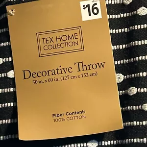 Tex Home Oversized Black And White Print Decorative Throw Blanket 50 x 60 NWT - Picture 1 of 5