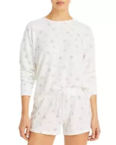 Aqua Women's Ivory Star Print Long-Sleeve Shirt & Shorts Pajama Set Size S - Picture 1 of 1