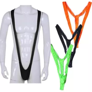 Mens Sexy Mankini V Sling Bodysuit Bikini Thongs Underwear Wrestling Singlet - Picture 1 of 40