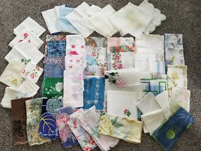 LOTE DE 56 PAÑUELOS VINTAGE ENCAJE BORDADO SEDA FLORAL Foto 1 de 4