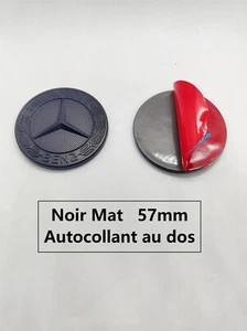 Logo Capot Plat Mercedes Noir Mat 57mm Autocollant Emblème - Imagen 1 de 4