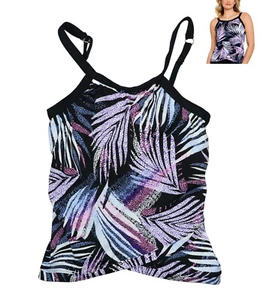 Swim Solutions Women's Sprinkle Leaf Underwire Tankini Swim Top NWT - Picture 1 of 1