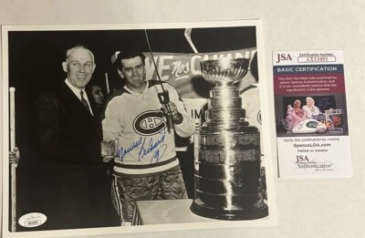 Maurice Richard Signed 8 x 10 B & W Photo w/ Stanley Cup Canadiens JSA Auto - Image 1 of 4