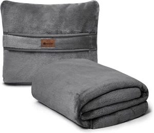67"x50" Throw Blanket Bed Couch Pillow Fleece Quilt 4 In 1 Fluffy Travel Blanket - Picture 1 of 6