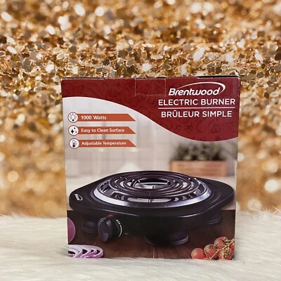 Queimador elétrico Brentwood preto 1.000 watts único TS-321 BK - Imagem 1 de 4