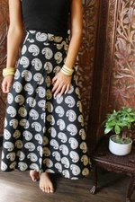  Boho Hippy Black White Paisley Print Wrap Skirt Cover Up Sarong Dress 