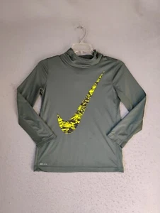 Nike Shirt Youth Large Green Dri Fit Hooded Long Sleeve Swoosh Pullover - Picture 1 of 11
