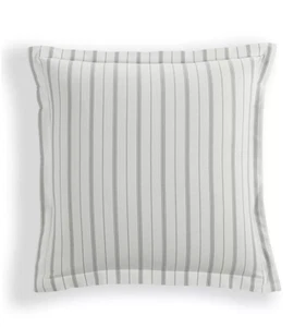 Martha Stewart Holiday Collection franela a rayas escandinavas euro farsa gris claro - Imagen 1 de 4