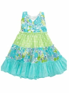 Blueberi Infant Toddler Girls Blue Green Tiered Dress Sun dress - Picture 1 of 1