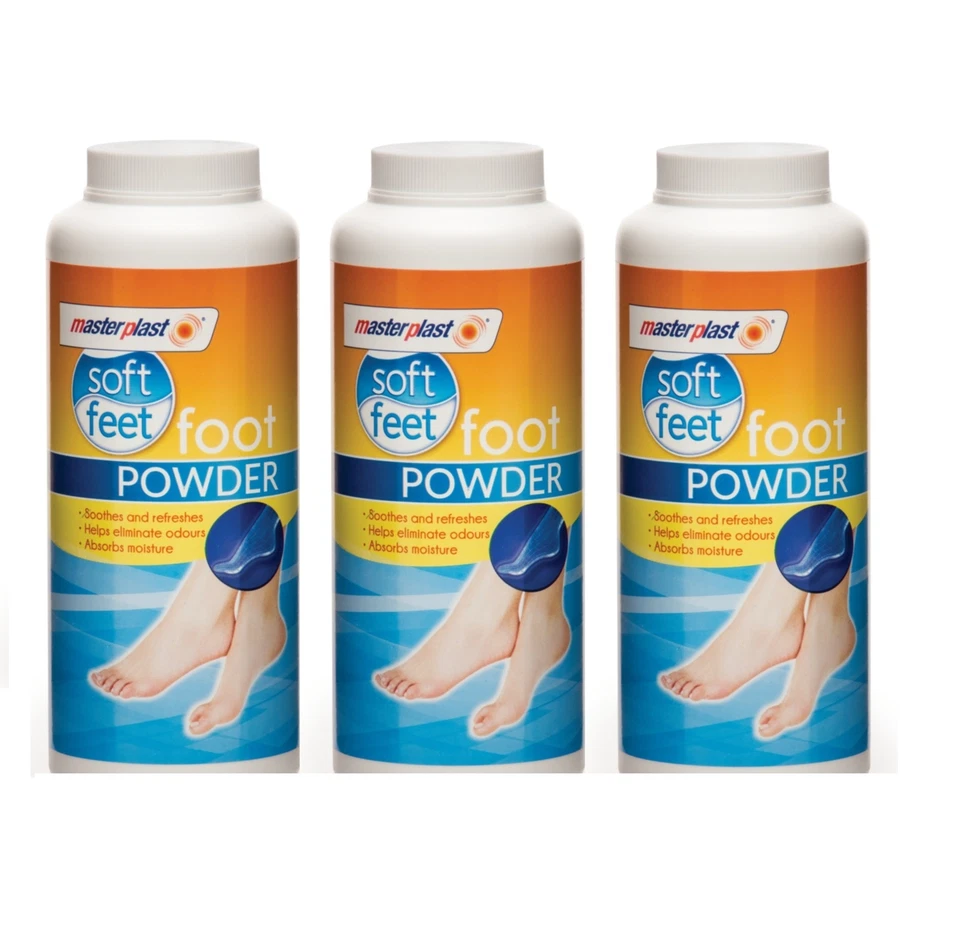 3 x Masterplast Soft Foot Powder Talc Soothes Refreshes Eliminates Odour 170g
