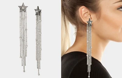 Pendientes colgantes estrella Betsey Johnson pedrería desajustables largos NUEVO Foto 1 de 4