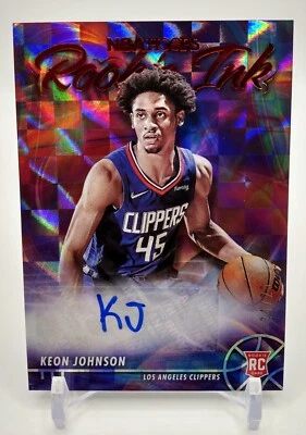 2021-22 Panini NBA Hoops Keon Johnson Rookie Ink Red Rookie Auto 24/25 Clippers - Image 1 of 3