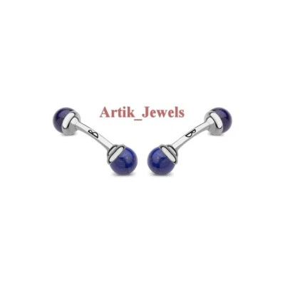 Natürlich Lapislazuli Edelstein Mit 925 Sterling Silber Manschettenknöpfe #704 - Bild 1 von 4