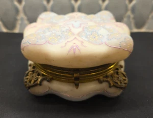 Wavecrest Billow Ware/Egg Crate Dresser Jar Blue Pink  w/Original Silk Antiq - Picture 1 of 21