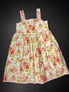 Handmade Boutique Girls Dress Size 10 Easter White Pink Red Flowers Green - Picture 1 of 11