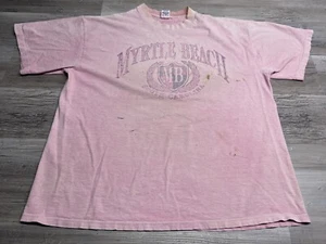 Vintage 80s Myrtle Beach T-Shirt Faded Graphic Boxy Fit Distressed Soffe XL USA - Picture 1 of 13