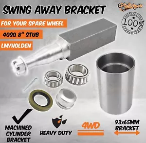 REAR BAR SWING AWAY SPARE WHEEL BRACKET KIT WITH 40 X 200MM SQUARE STUB AXLE 4WD - Picture 1 of 2