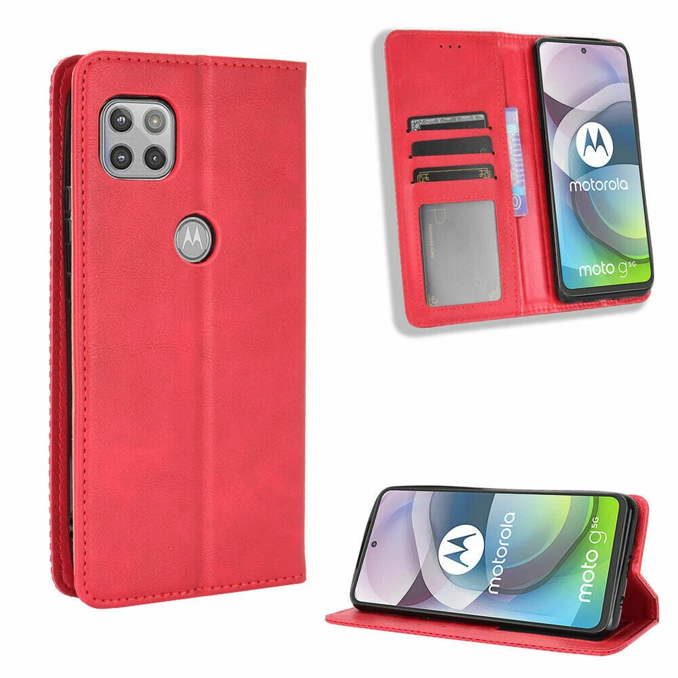 For Motorola MOTO One 5g ACE Phone Case Flip Leather Wallet Card Stand Cover - Image 1 of 4