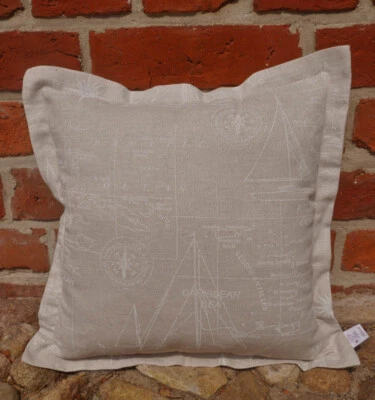 Maritimes Kissen beige mit weißem Muster / 4 Größen / Kissenhülle / Kissenbezug - Bild 1 von 4