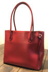 LODIS Audrey Red Leather Top Zip Tote Bag Handbag - Laptop Sleeve and Keychain
