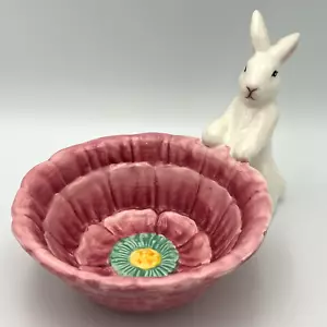 Maxcera Hand Crafted Easter Bunny Flower Serving Bowl Decorative Spring Decor - Picture 1 of 8