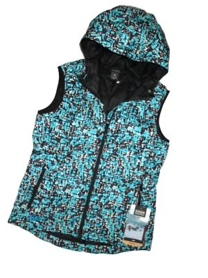 OUTDOOR RESEARCH Women's Aria Print Vest Down Alpine Lake Hooded Black Small S - Image 1 of 4