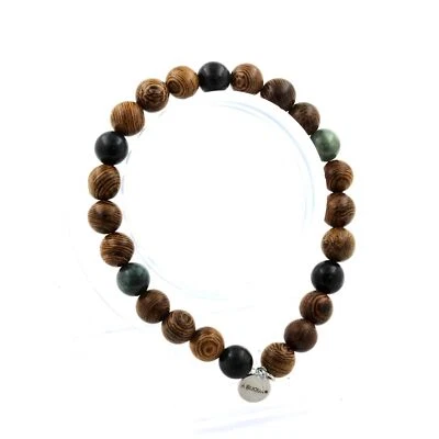 Seraphinite And Wood Bead Bracelet From Russia 8 Mm - Image 1 of 4