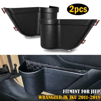 2x Caja organizadora de almacenamiento de bolsillo de red para puerta delantera para Jeep Wrangler JK JKU 2011-18 Foto 1 de 4
