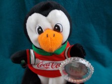 Penguin plush Coke 8" beanie toy shirt tag protect bottle 1999 vintage coca-cola