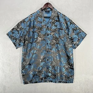 Vintage Anchor Blue Shirt Men XL Blue Gray Floral Metallic Button Up AOP 90s Y2K - Picture 1 of 8