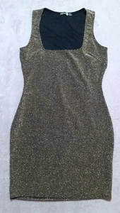 ❤Boohoo Size 10 Glitzy Gold Square-Neck Mini Stretch Wiggle Dress~ Immaculate!❤ - Picture 1 of 6