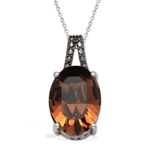 SWAROVSKI Pendant Women's Crystal Brown Mixed Metals Sterling Silver Chain 20 in - Picture 1 of 5