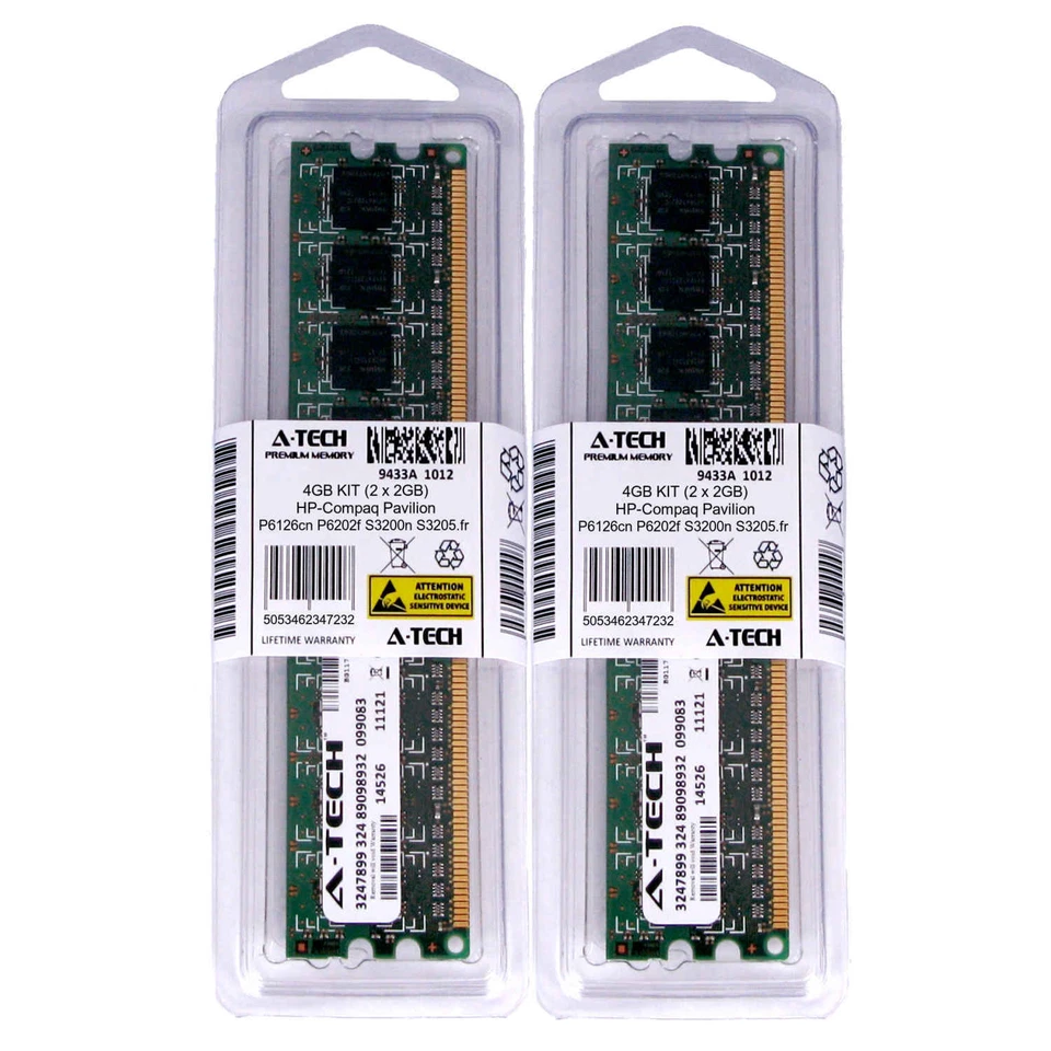 4GB KIT 2 x 2GB HP Compaq Pavilion P6126cn P6202f S3200n S3205.fr Ram Memory - Image 1 of 1