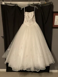 Mori Lee formal  Size 8 Strapless White Tulle Pre-owned - Picture 1 of 8