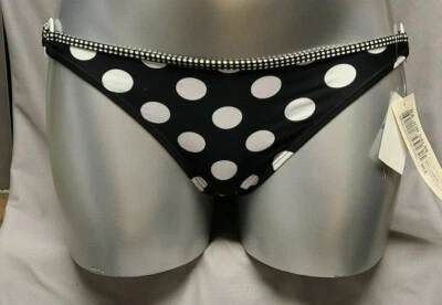 Parte inferior de bikini Hula Honey XL negra con puntos y anillos blancos Foto 1 de 4