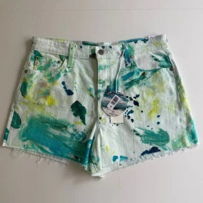 Nuevo con etiquetas Pantalones Cortos Ag Alexxis Tie-Dye Tie-Rise Pintura Jardín Multicolor Talla 32 Artístico Foto 1 de 4