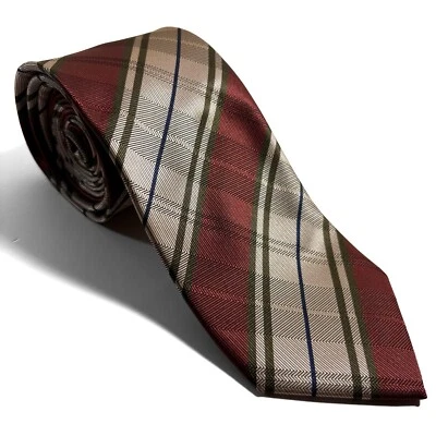 Corbata a rayas marrón y beige a cuadros (hecha a mano) Foto 1 de 4