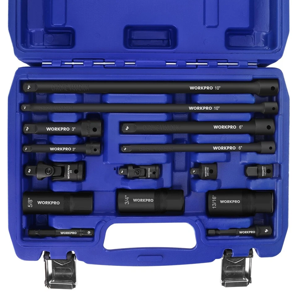 WORKPRO 15PC Drive Tool Accessory Set 1/4" & 3/8" Drive Socket Adapter Extension - Image 1 of 4