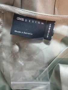 Asos design jumpsuit long sleeve in sage size 8 satin ring extreme flare sleeve - Picture 1 of 8