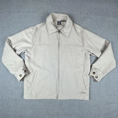 Oakley Software Jacket Womens Medium Beige Zip Front Lined Harrington Style - image 1 of 4