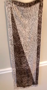 Vintage Scarves by Vera Ladybug Brown Beige Geo Print Rayon/Silk  14x43 EC - Picture 1 of 5
