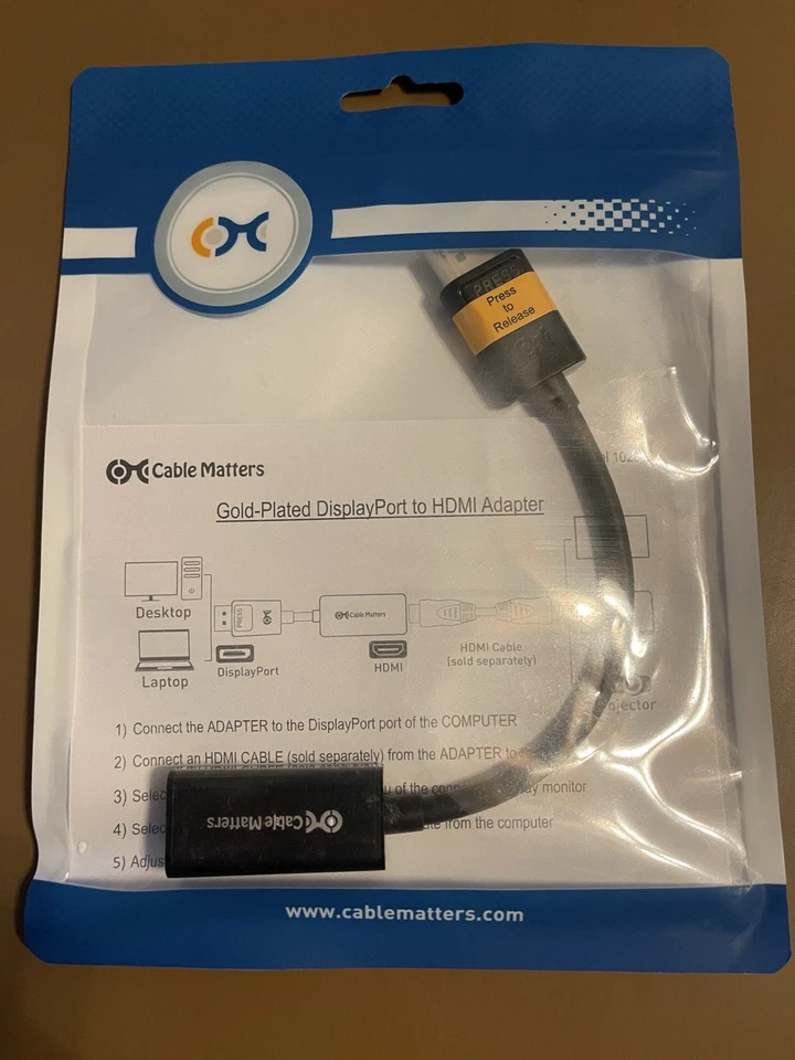 Cable Matters  (4pk) Gold-Plated DisplayPort to HDMI Adapter 102018 - NEW - Image 1 of 1