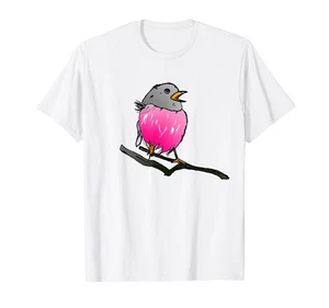 Pink Robin Australian bird lover Ornithologist bird watching T-Shirt - Picture 1 of 1